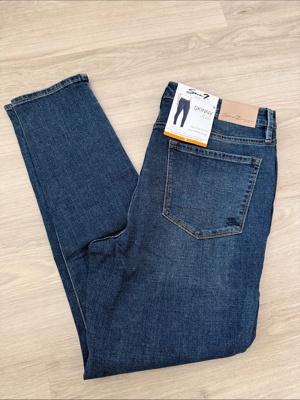 Seven7 Women's Skinny Jeans - Dark Blue Denim